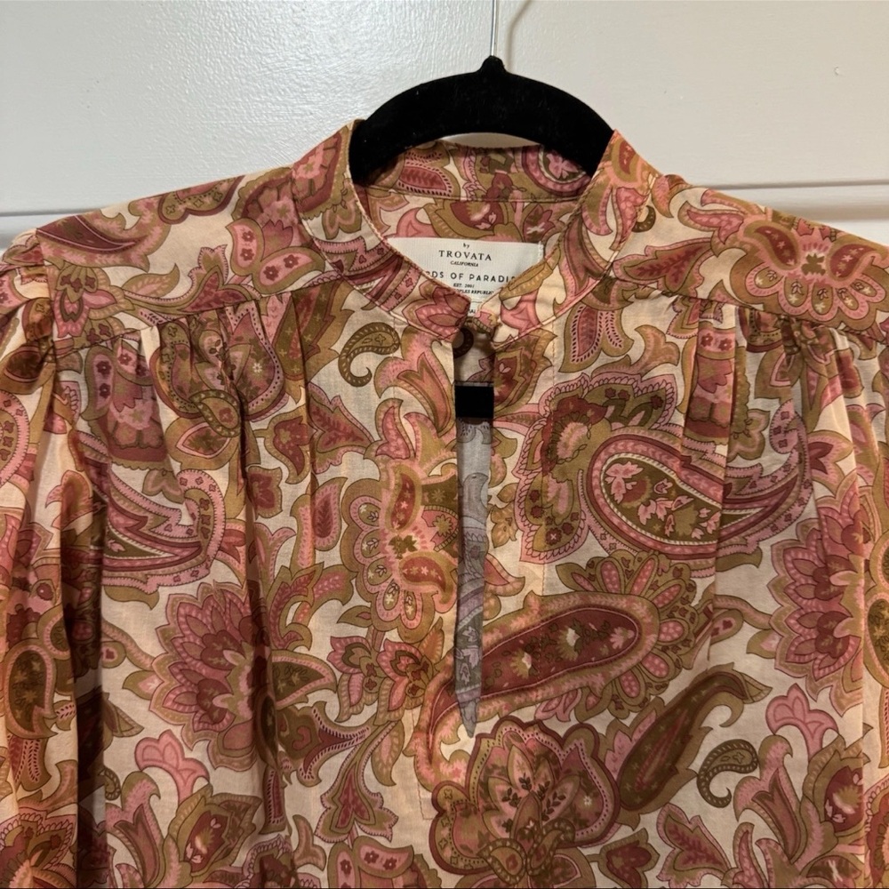 Trovata Bird Of Paradis BAILEY BLOUSE - AUTUMN PAISLEY Size XS NWOT $278 - Picture 5 of 12